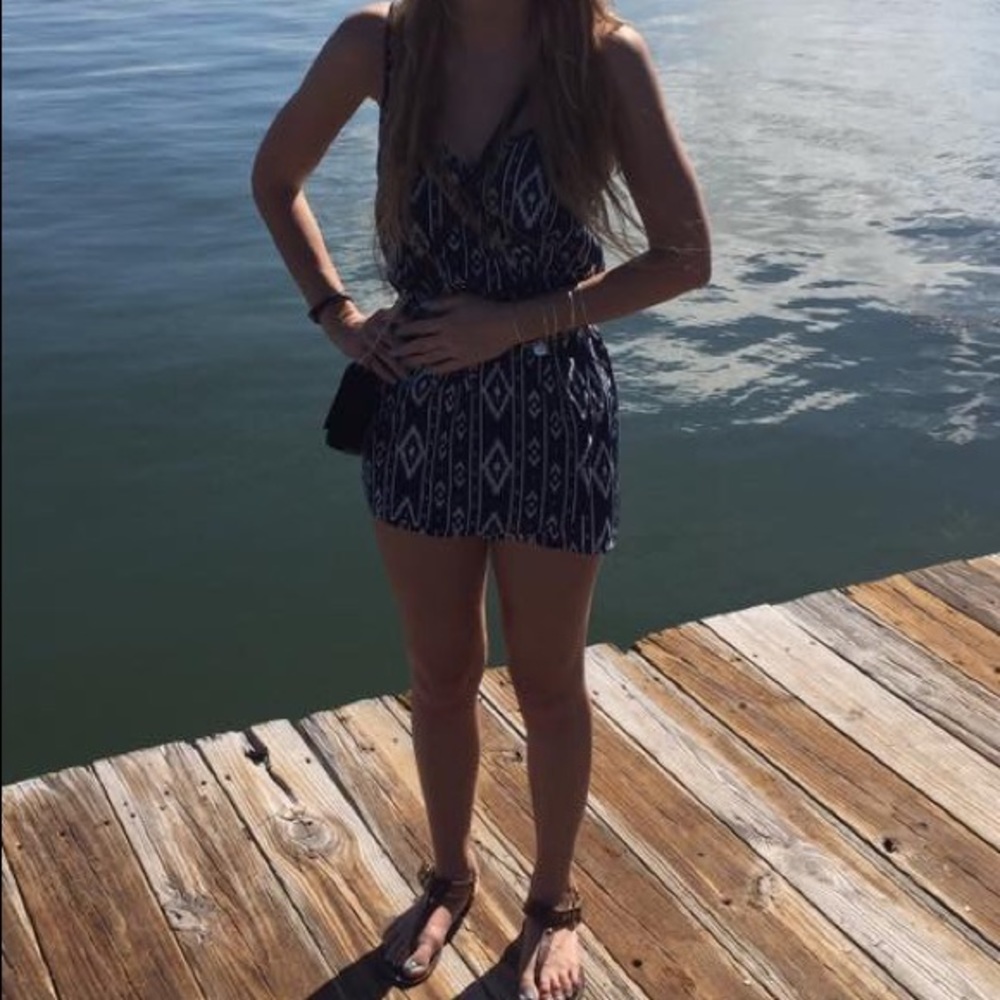 Blue and white romper size S forever 21